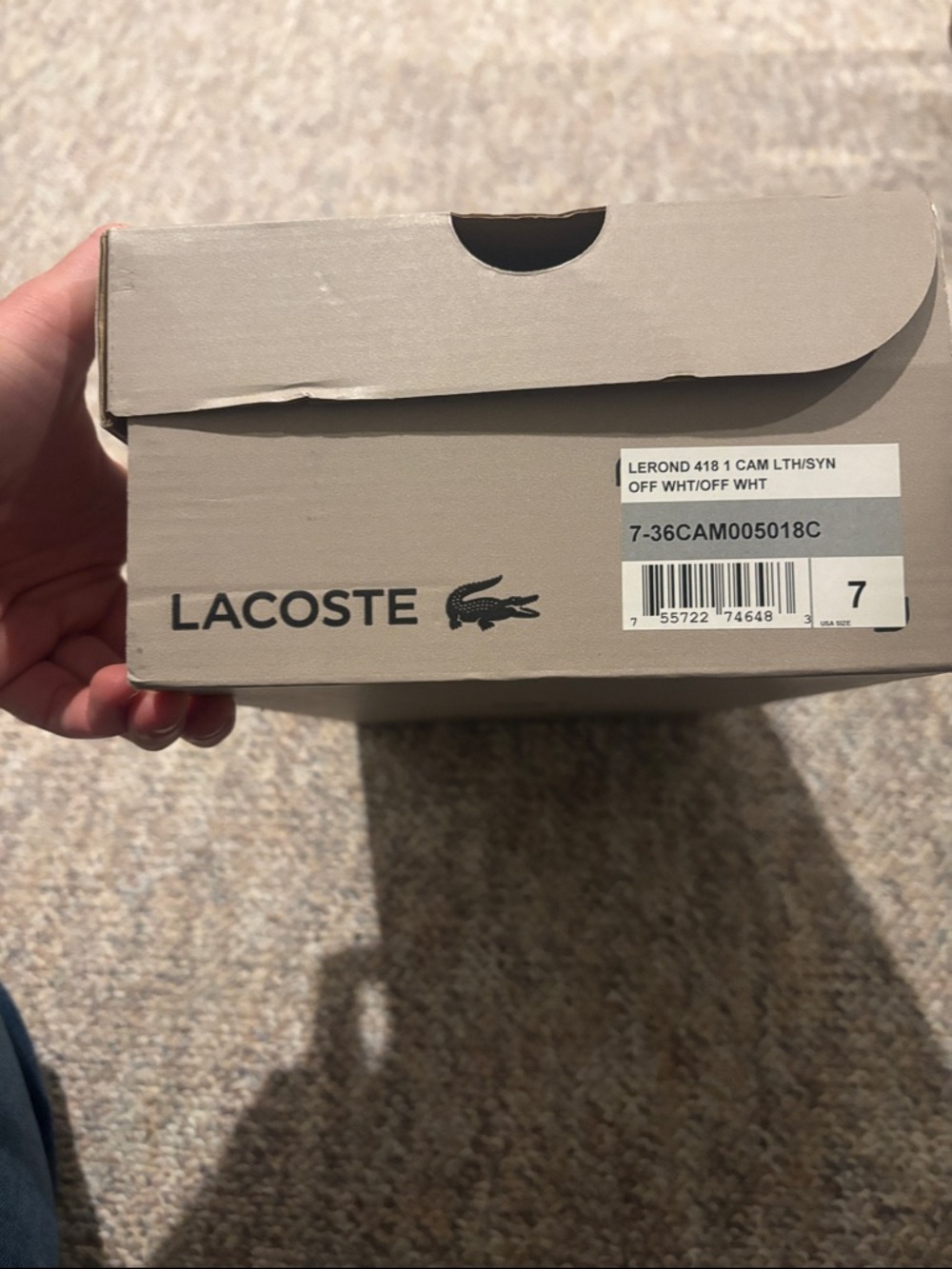 Lacoste Men's White Low-Top Canvas Sneakers with Navy Interior - Picture 3 of 5